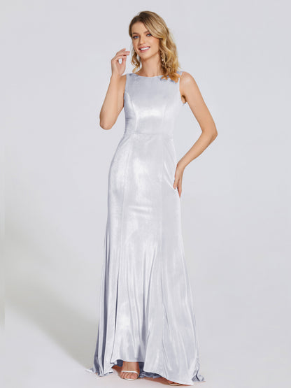 Rebecca Bateau Neck Velvet Trumpet Bridesmaid Dress