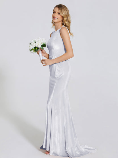 Rebecca Bateau Neck Velvet Trumpet Bridesmaid Dress