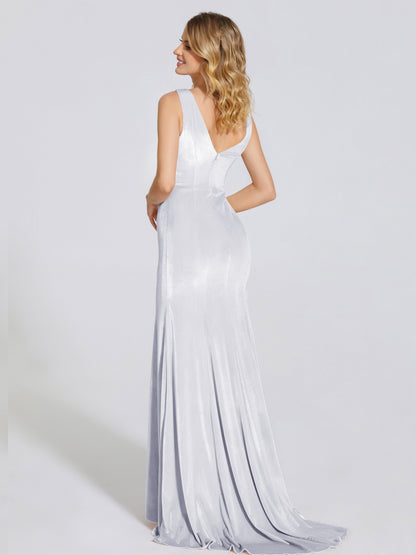 Rebecca Bateau Neck Velvet Trumpet Bridesmaid Dress