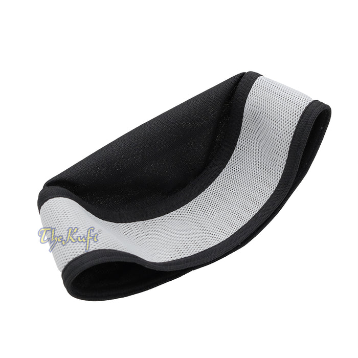 Black and Light Gray Madun Vented Top Pliable Two-Color Round Kufi Hat
