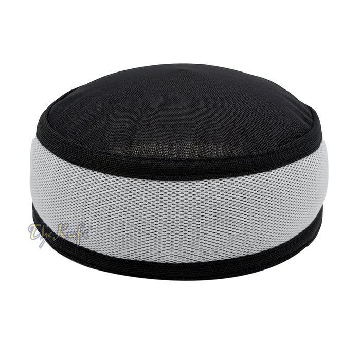 Black and Light Gray Madun Vented Top Pliable Two-Color Round Kufi Hat
