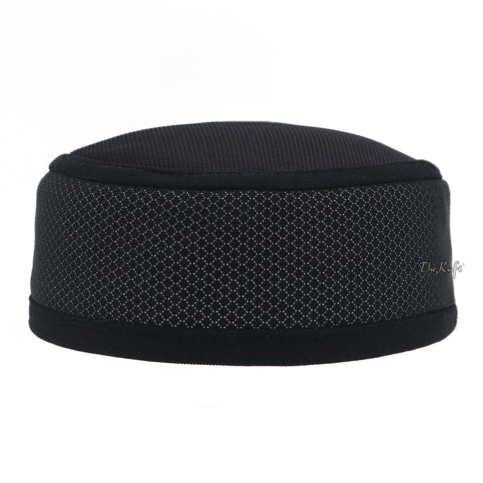Black and Silver Madun Vented Top Pliable Two-Color Round Kufi Hat