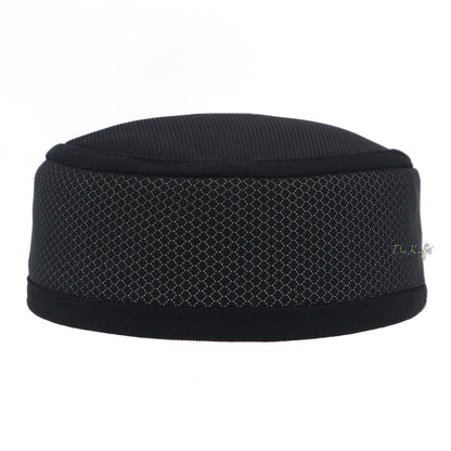 Black and Silver Madun Vented Top Pliable Two-Color Round Kufi Hat