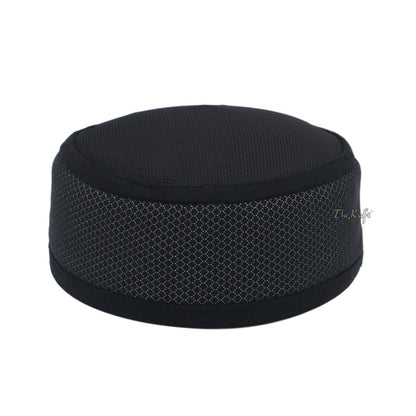 Black and Silver Madun Vented Top Pliable Two-Color Round Kufi Hat