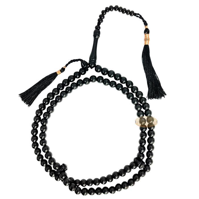 Black Citrus Wood Handcrafted Tasbih with Copper Wire-Decorated Tassels