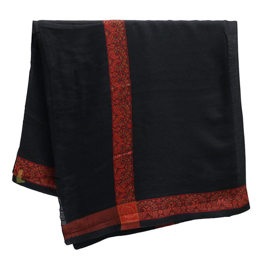 Black Habaib Yemeni Kashimiri Style Shawl Sorban Turban Red Rust Brown Border Design