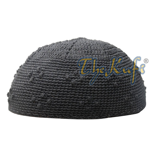 Black Hand-Crocheted Knot Design Skull Cap Kufi - Medium