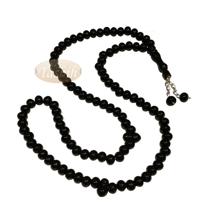Black Med-Size 7x8 mm-Bead Monomer Islamic Prayer Bead Tasbih 2-Chain
