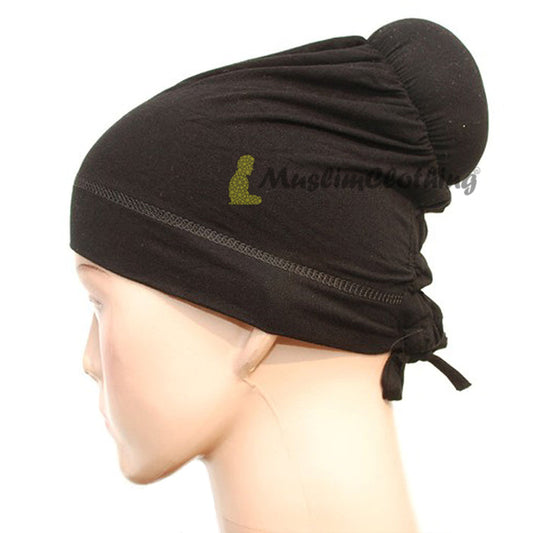 Black One-Sized Soft Polyester Hair Bun Underscarf