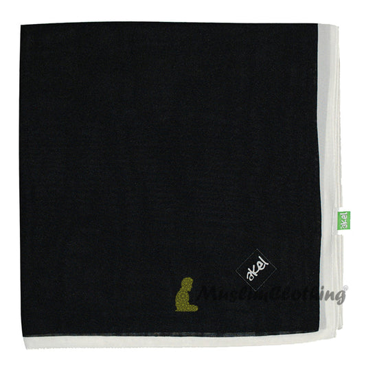 Black with Cream Border Chiffon Scarf Hijab Shawl Islamic Headwear