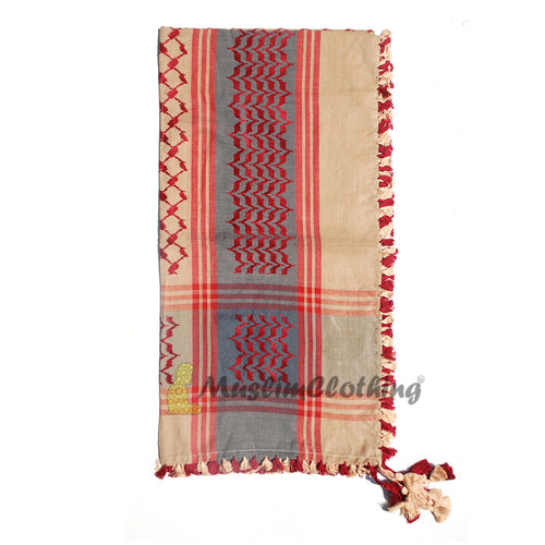 Brown & Red Keffiyeh Men's Arafat Scarf Shawl Turban Sorban Shawl Turban Sorban