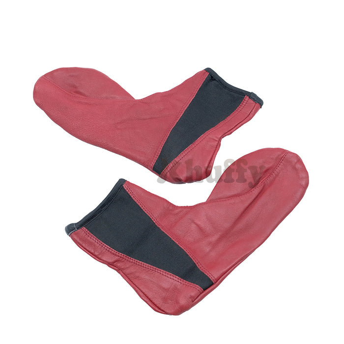 Burgundy Men's/Women's Elastic Slip-On Halal Leather Sunnah Khuff Khuffain Socks For Mosque