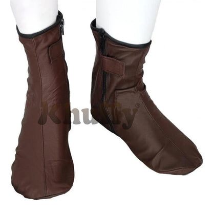 Chocolate Brown Men's/Women's Zipper Halal Leather Sunnah Khuff Khuffain Socks For Mosque