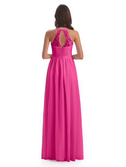 Ailani Halter Split Lace Long Bridesmaid Dresses