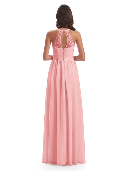 Ailani Halter Split Lace Long Bridesmaid Dresses
