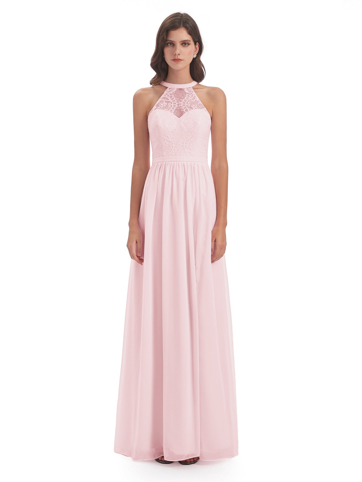 Ailani Halter Split Lace Long Bridesmaid Dresses