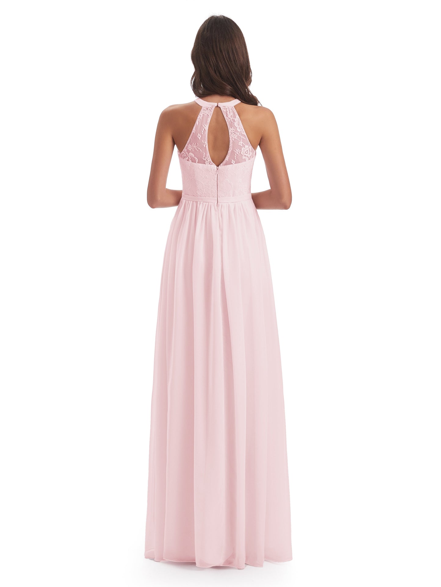 Ailani Halter Split Lace Long Bridesmaid Dresses