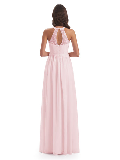 Ailani Halter Split Lace Long Bridesmaid Dresses