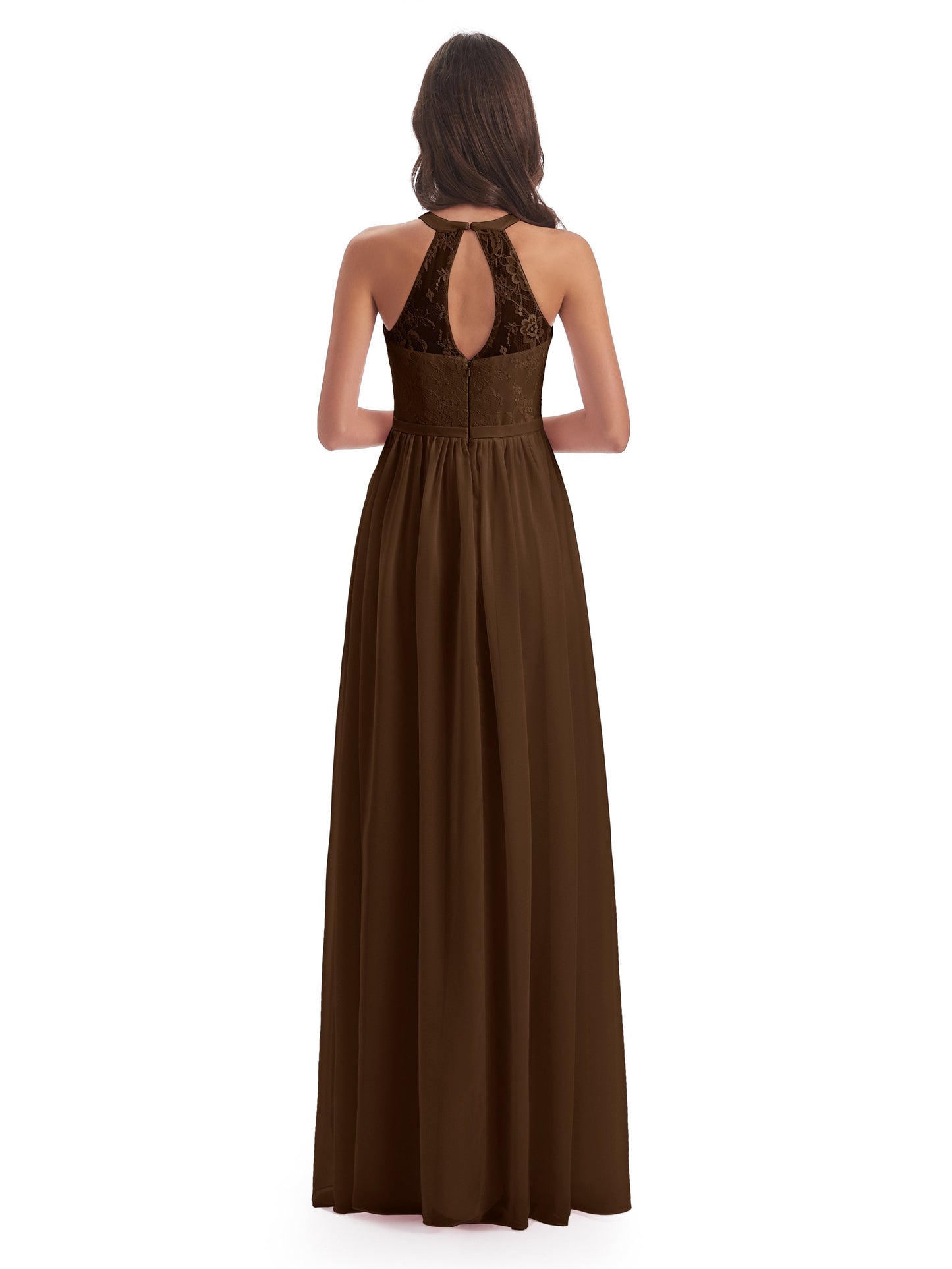 Ailani Halter Split Lace Long Bridesmaid Dresses