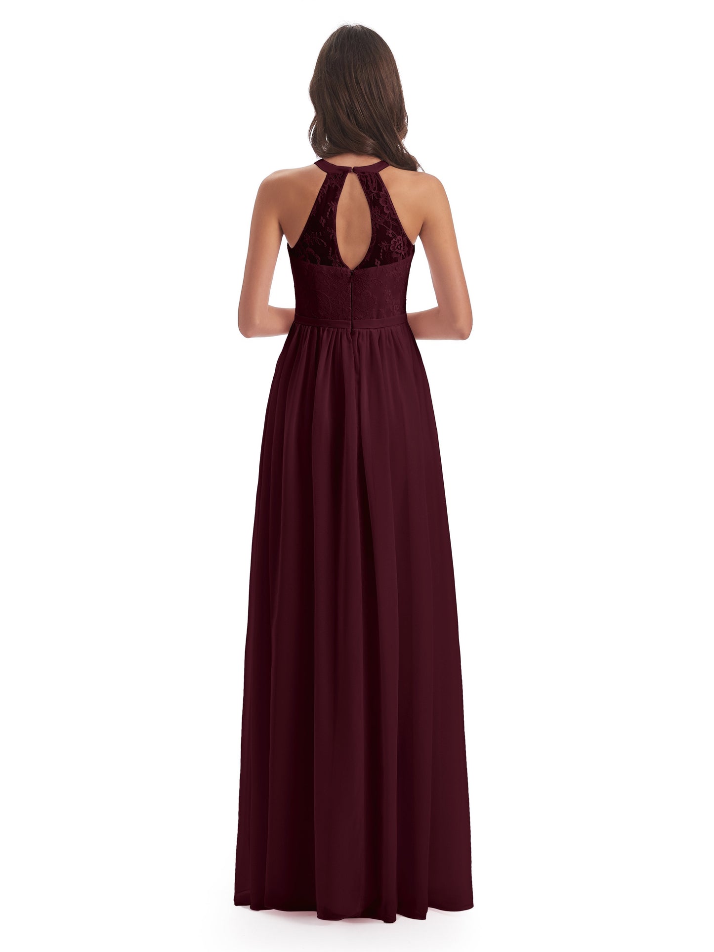 Ailani Halter Split Lace Long Bridesmaid Dresses