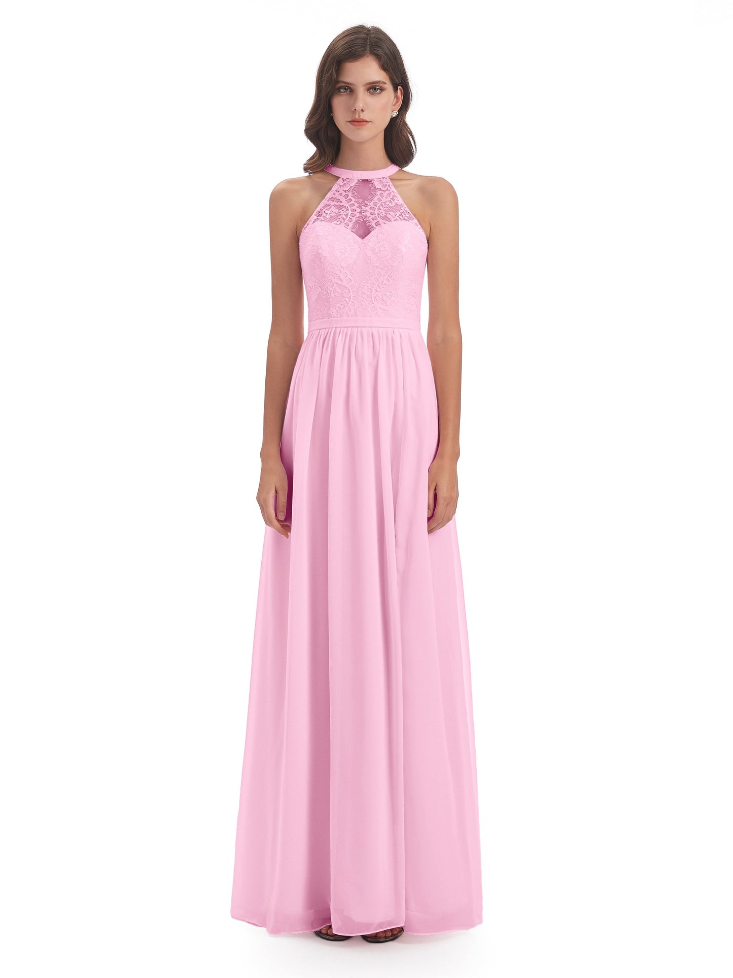 Ailani Halter Split Lace Long Bridesmaid Dresses
