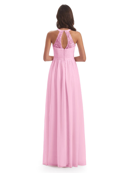Ailani Halter Split Lace Long Bridesmaid Dresses