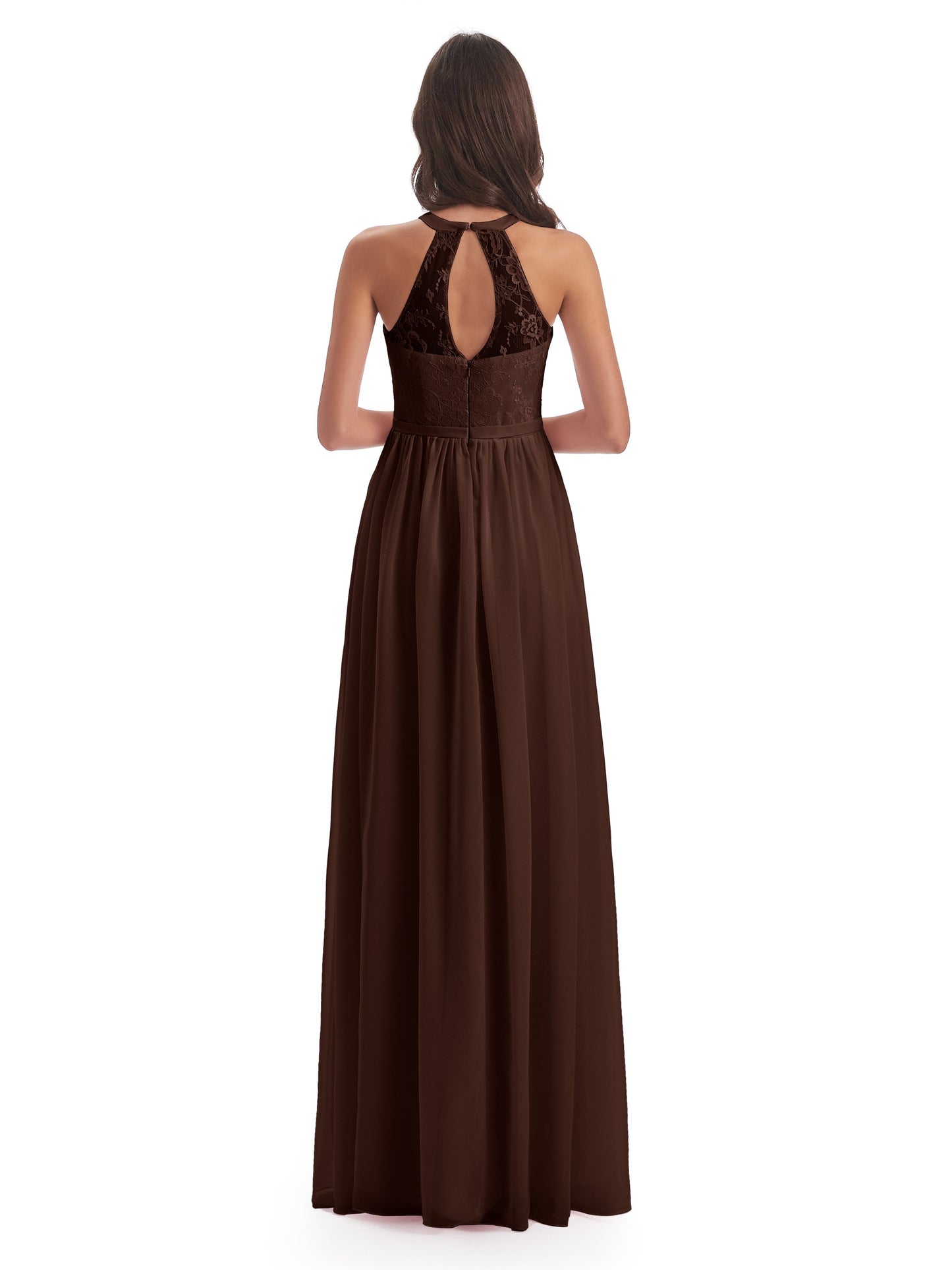 Ailani Halter Split Lace Long Bridesmaid Dresses