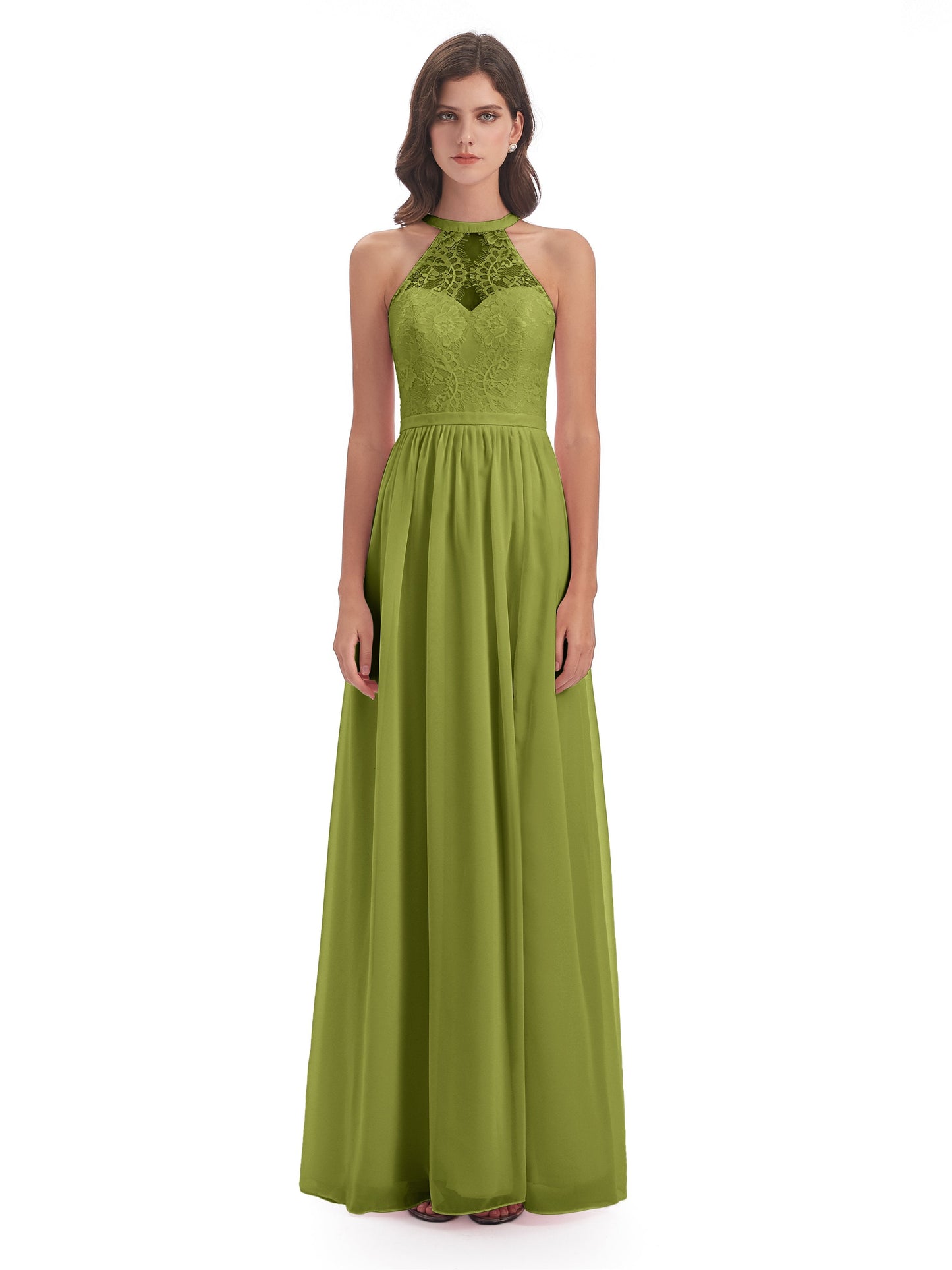 Ailani Halter Split Lace Long Bridesmaid Dresses