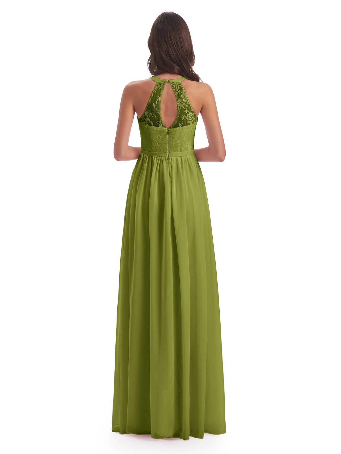 Ailani Halter Split Lace Long Bridesmaid Dresses