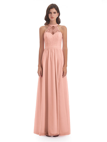 Ailani Halter Split Lace Long Bridesmaid Dresses