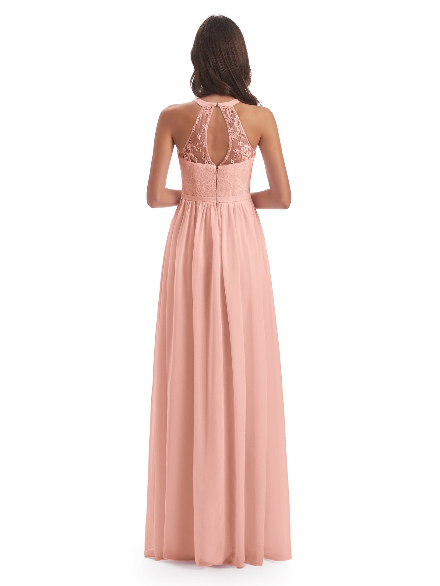 Ailani Halter Split Lace Long Bridesmaid Dresses