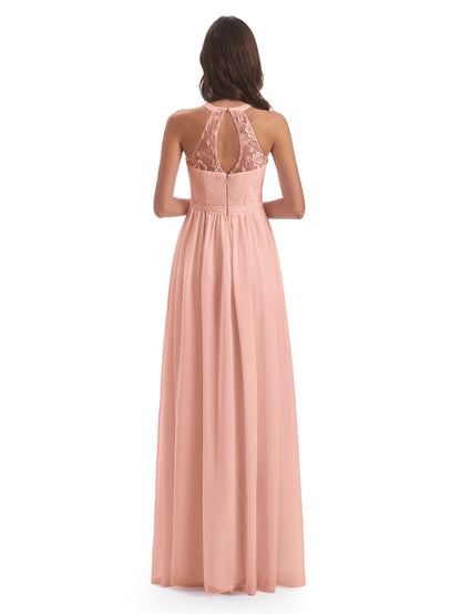 Ailani Halter Split Lace Long Bridesmaid Dresses