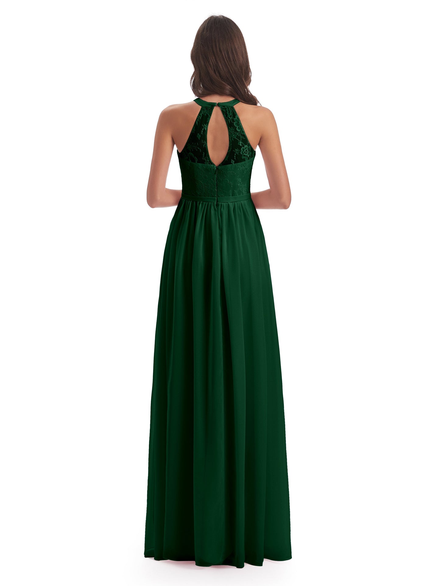 Ailani Halter Split Lace Long Bridesmaid Dresses
