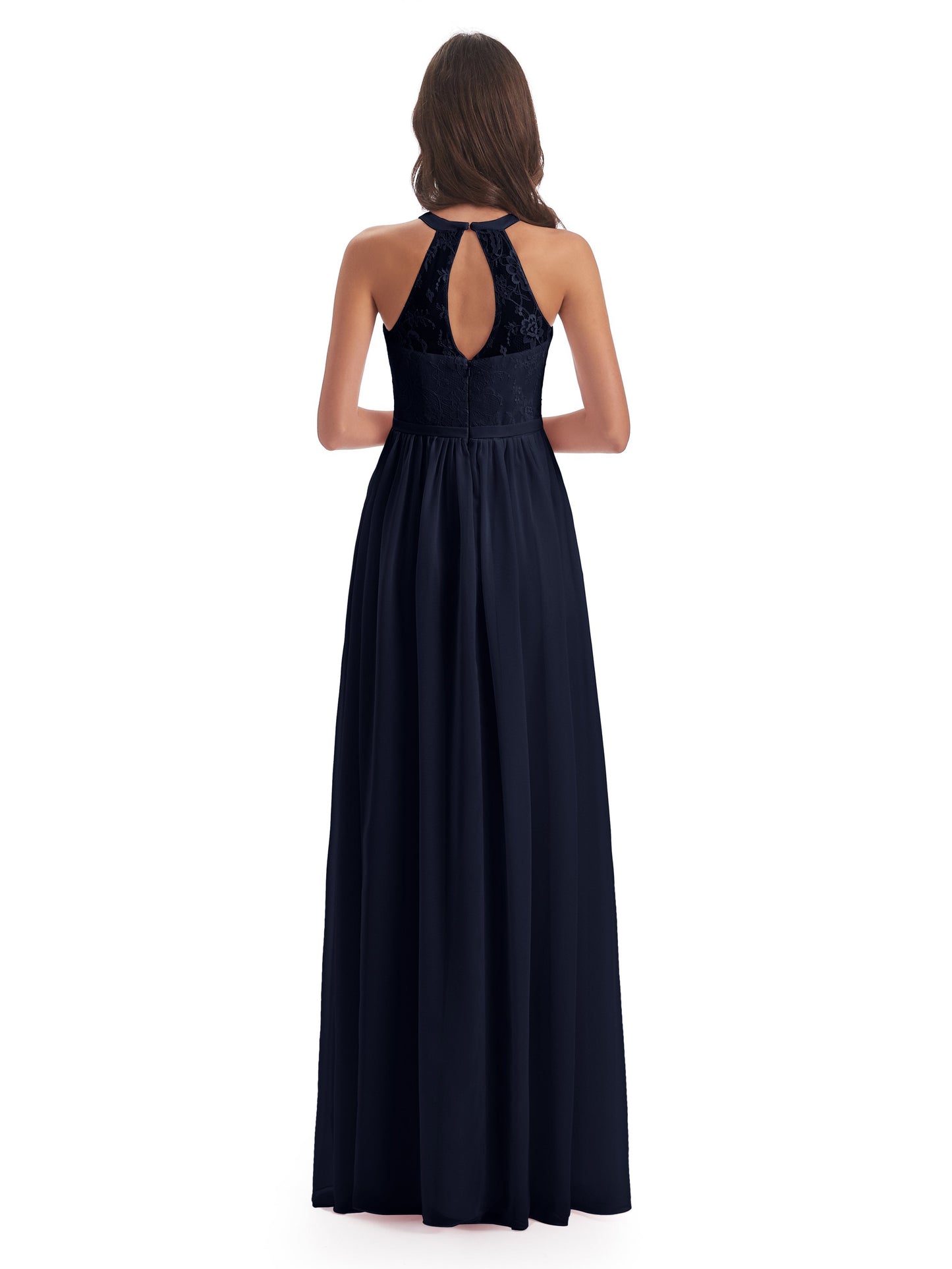 Ailani Halter Split Lace Long Bridesmaid Dresses