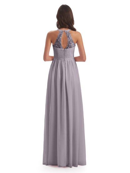 Ailani Halter Split Lace Long Bridesmaid Dresses