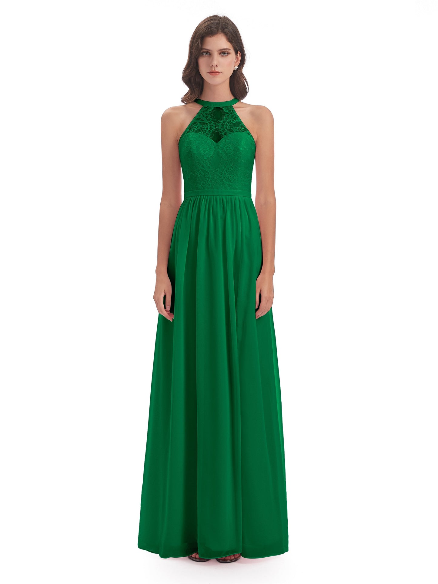 Ailani Halter Split Lace Long Bridesmaid Dresses