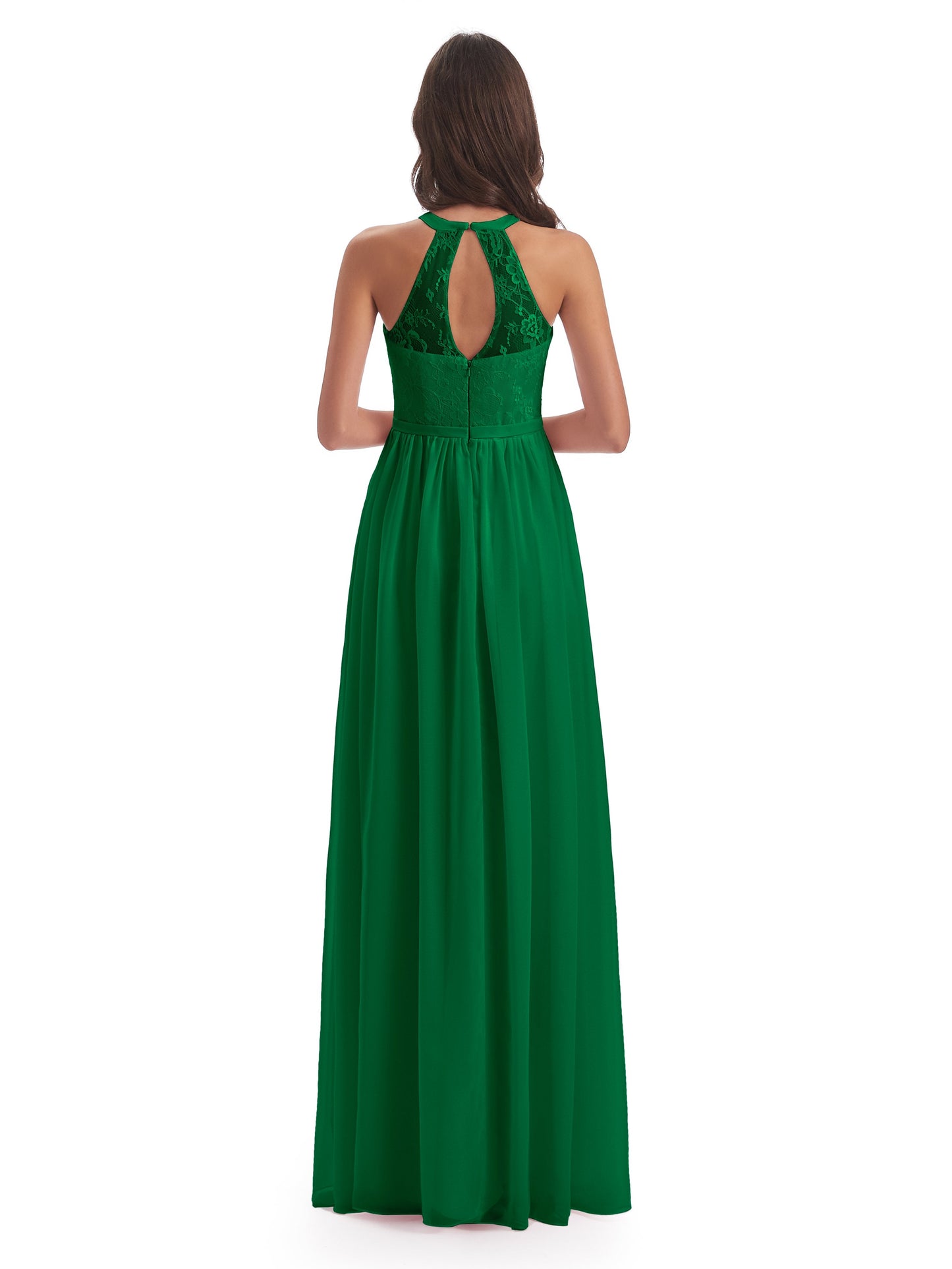 Ailani Halter Split Lace Long Bridesmaid Dresses