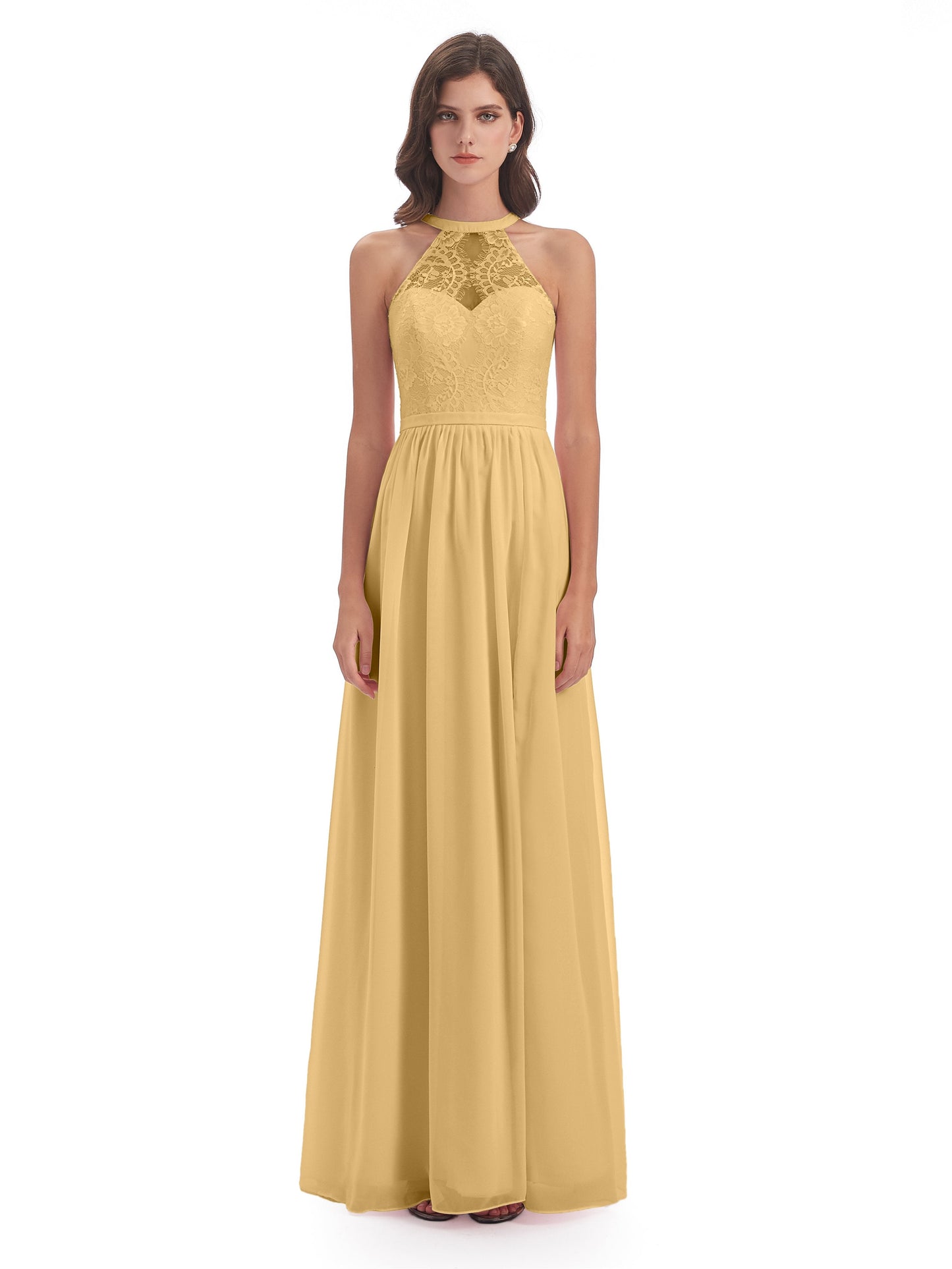 Ailani Halter Split Lace Long Bridesmaid Dresses