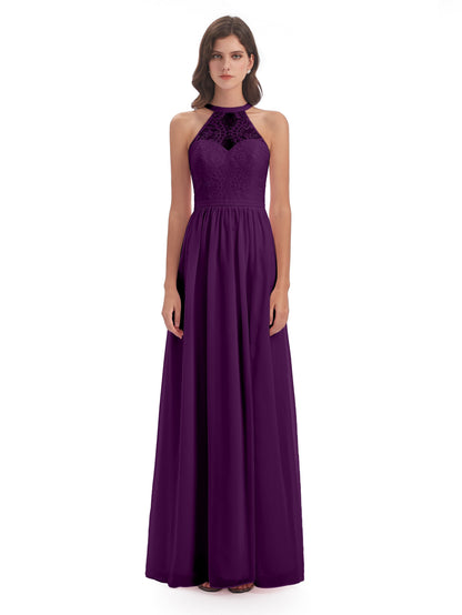 Ailani Halter Split Lace Long Bridesmaid Dresses