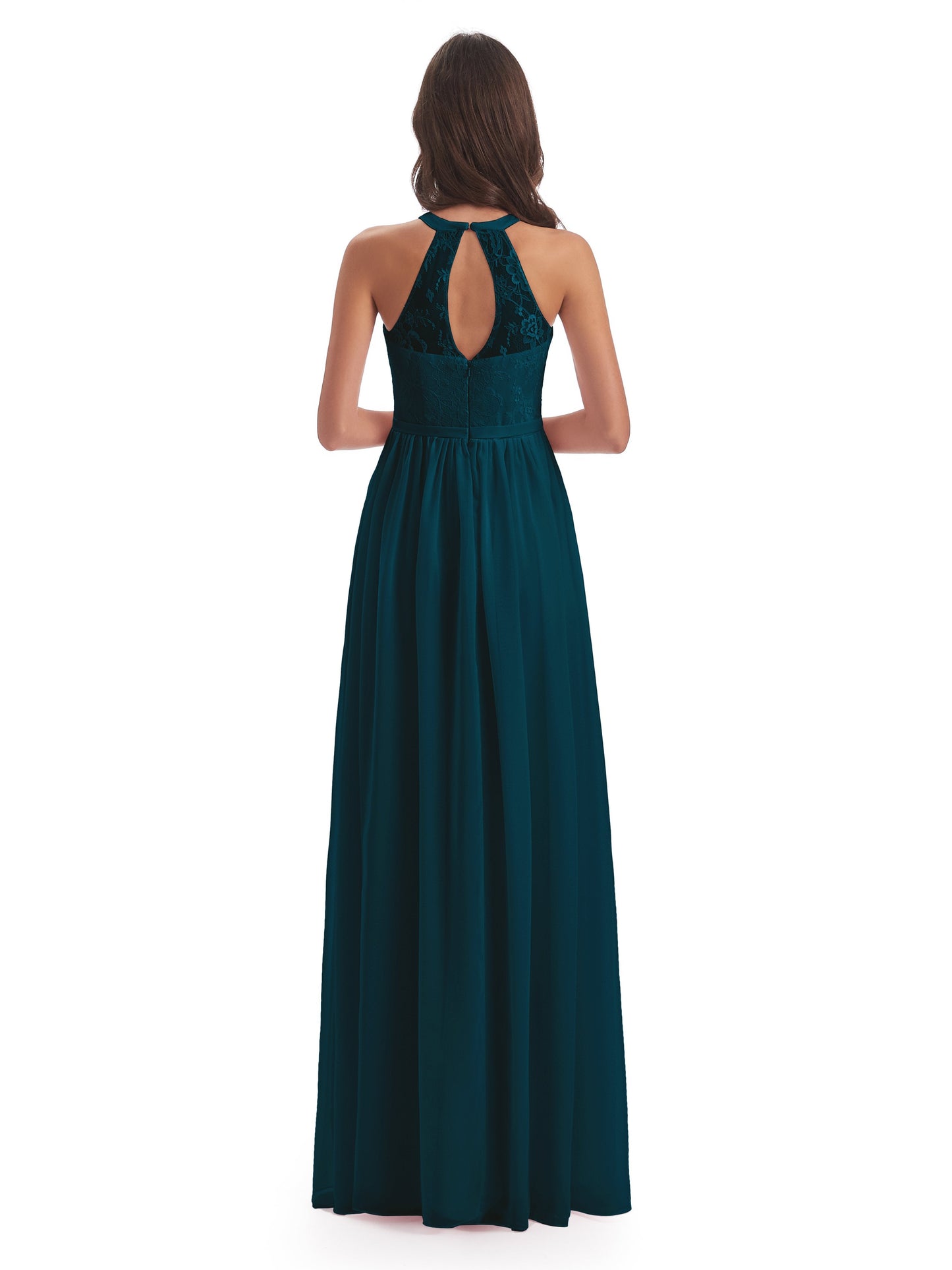 Ailani Halter Split Lace Long Bridesmaid Dresses