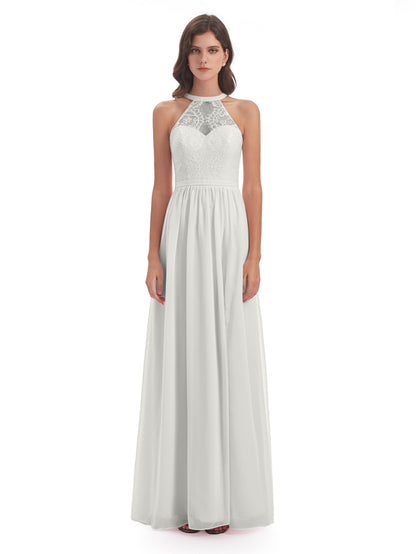 Ailani Halter Split Lace Long Bridesmaid Dresses