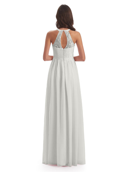 Ailani Halter Split Lace Long Bridesmaid Dresses