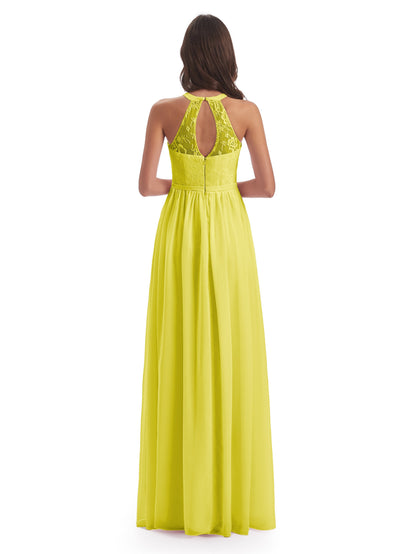 Ailani Halter Split Lace Long Bridesmaid Dresses
