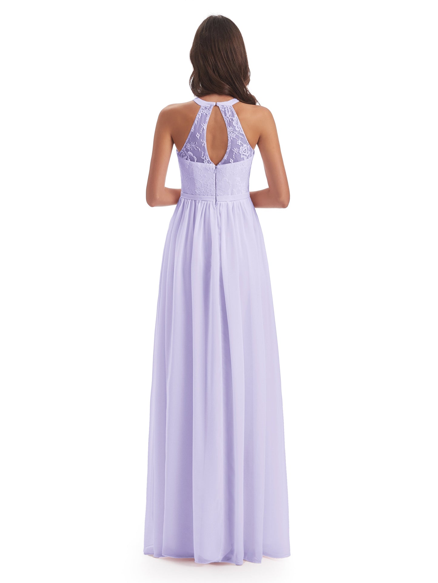 Ailani Halter Split Lace Long Bridesmaid Dresses