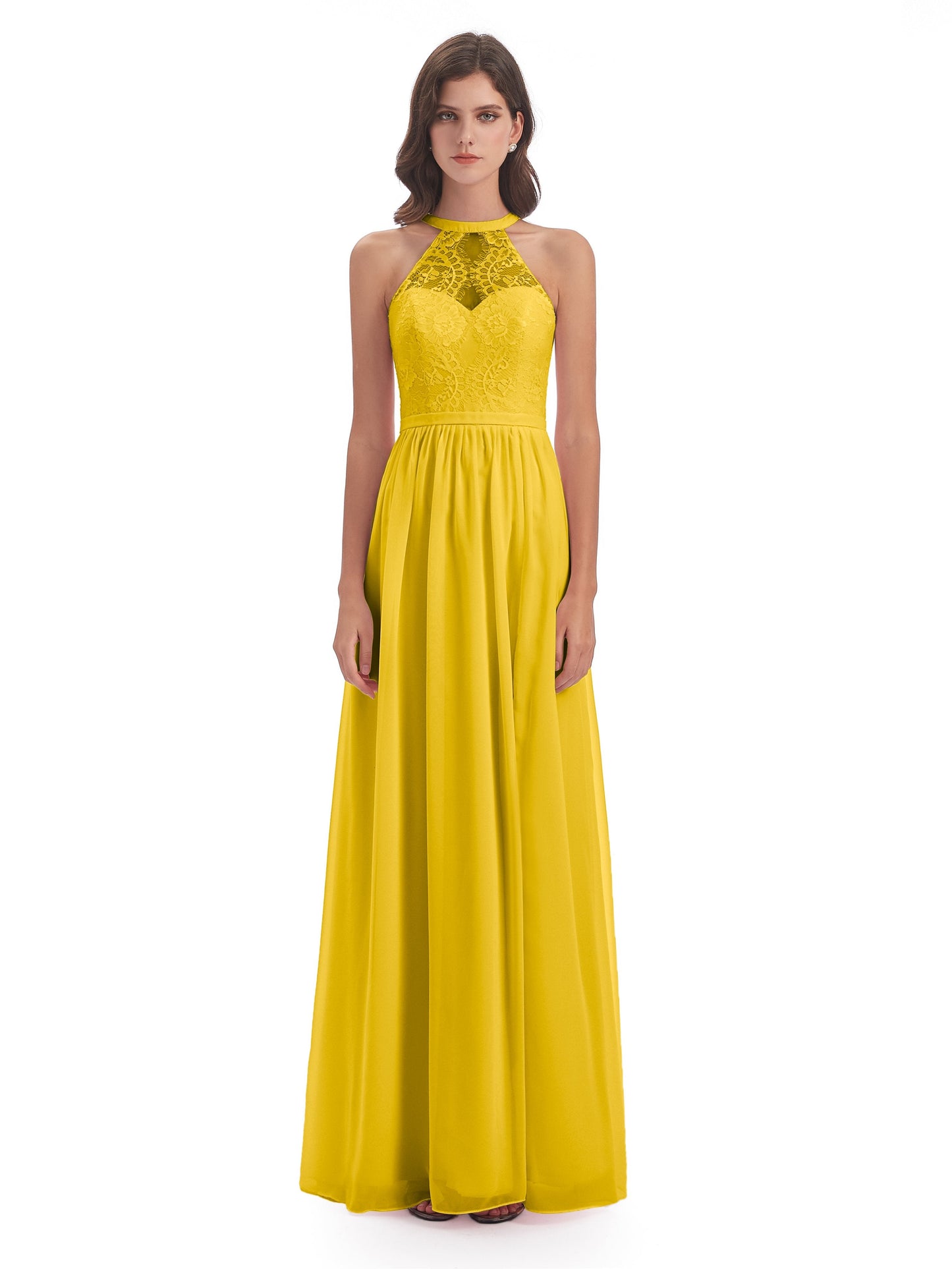 Ailani Halter Split Lace Long Bridesmaid Dresses
