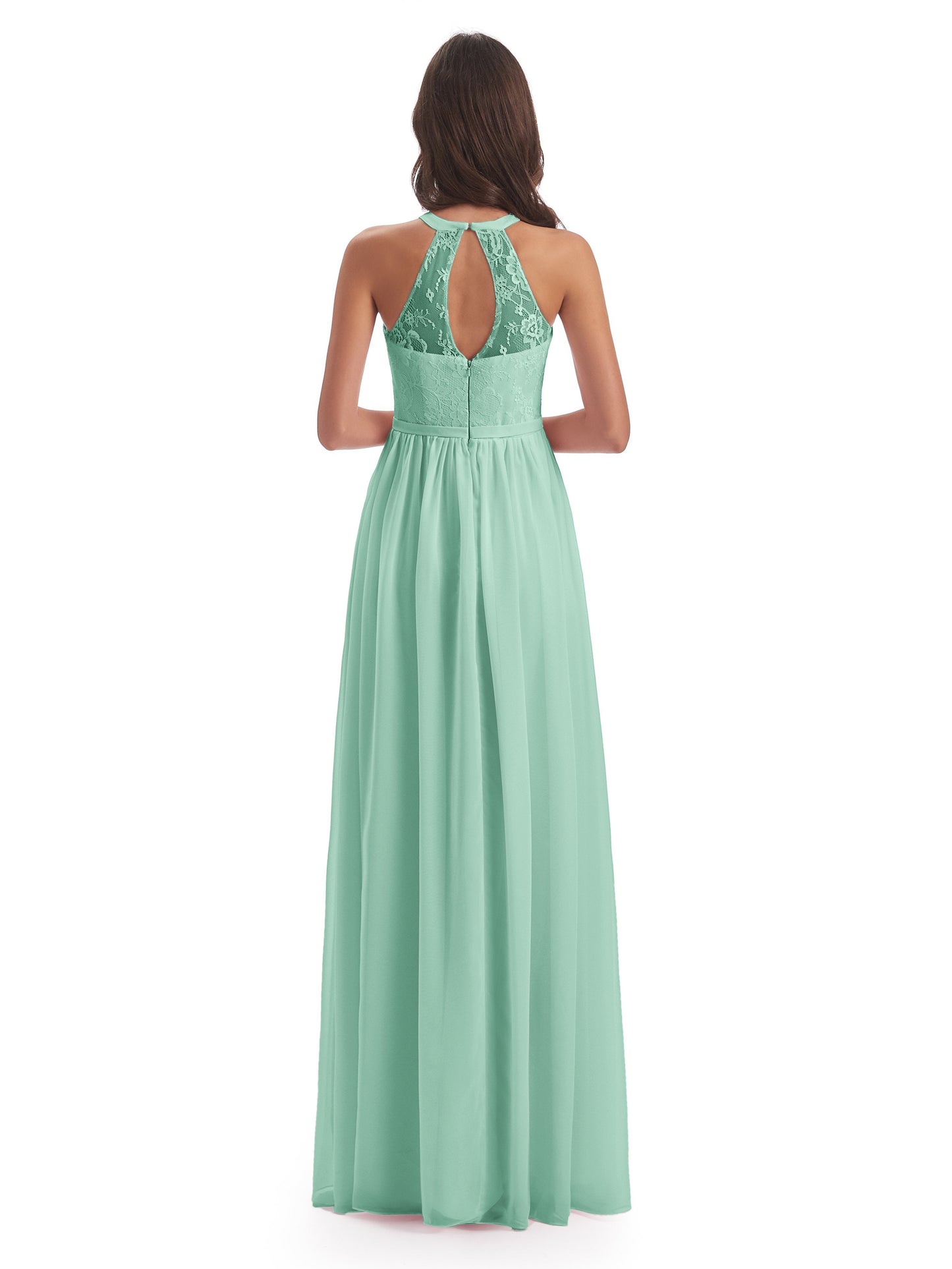 Ailani Halter Split Lace Long Bridesmaid Dresses