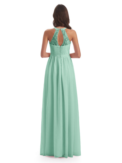 Ailani Halter Split Lace Long Bridesmaid Dresses