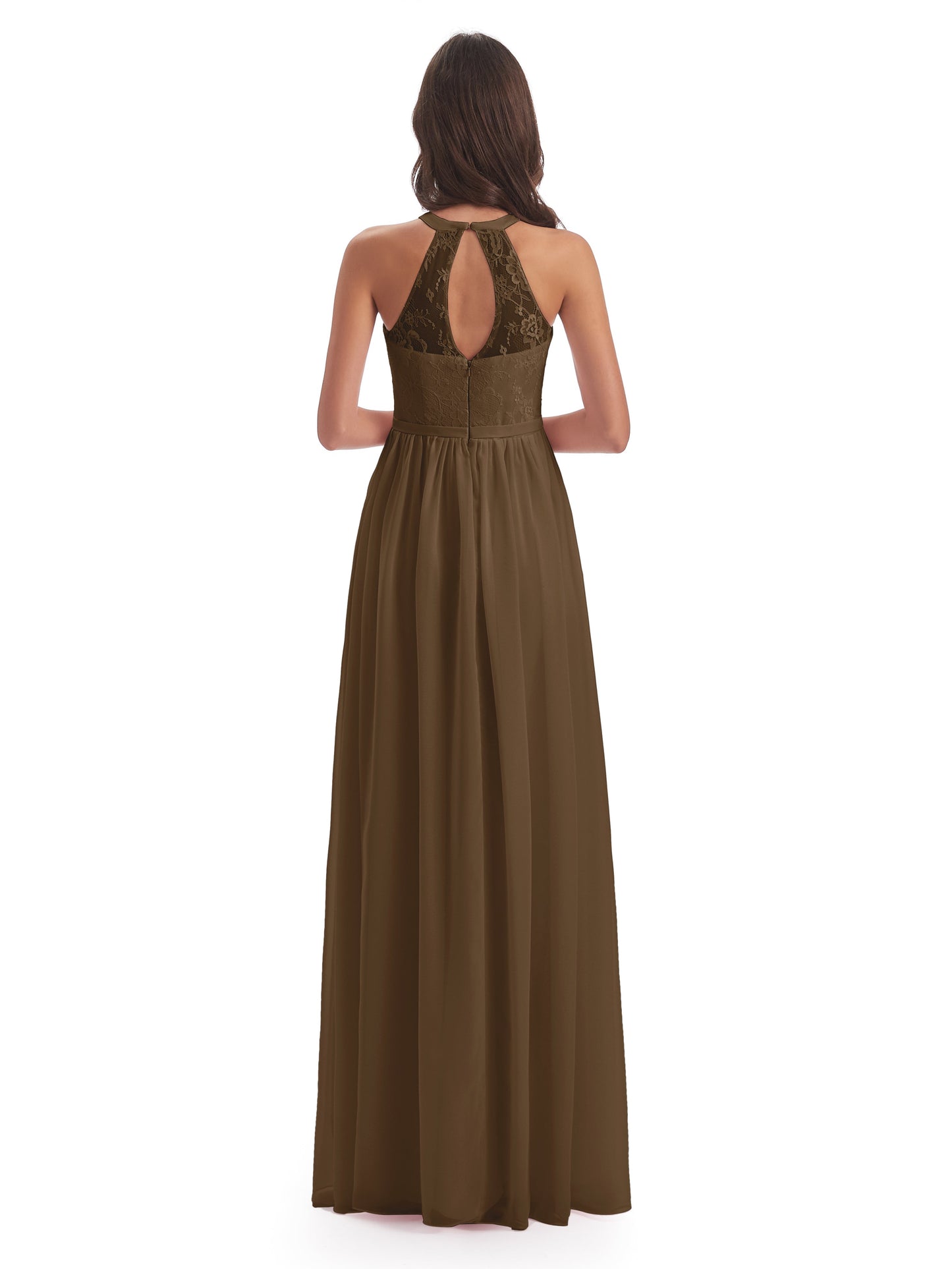 Ailani Halter Split Lace Long Bridesmaid Dresses