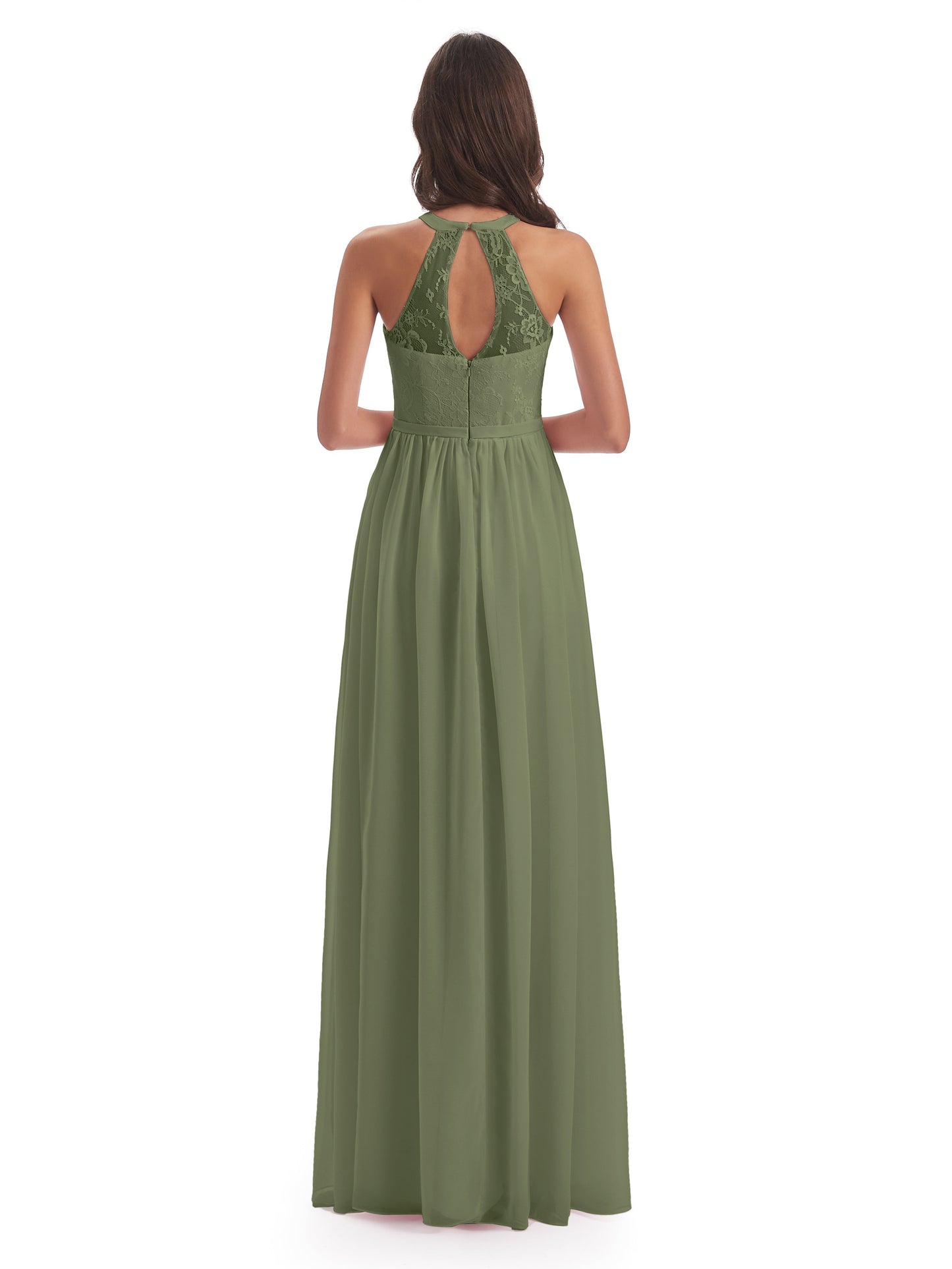 Ailani Halter Split Lace Long Bridesmaid Dresses