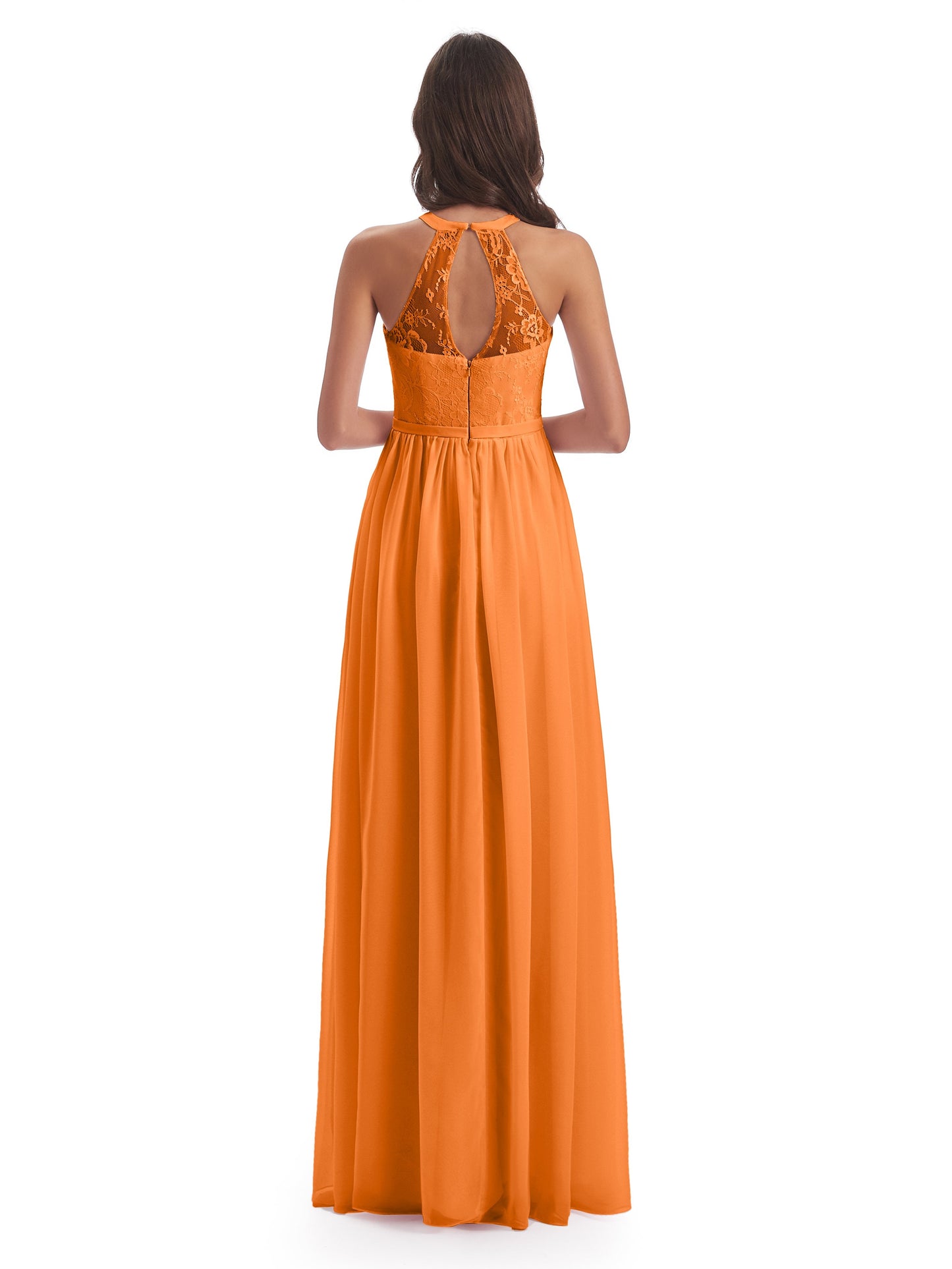 Ailani Halter Split Lace Long Bridesmaid Dresses